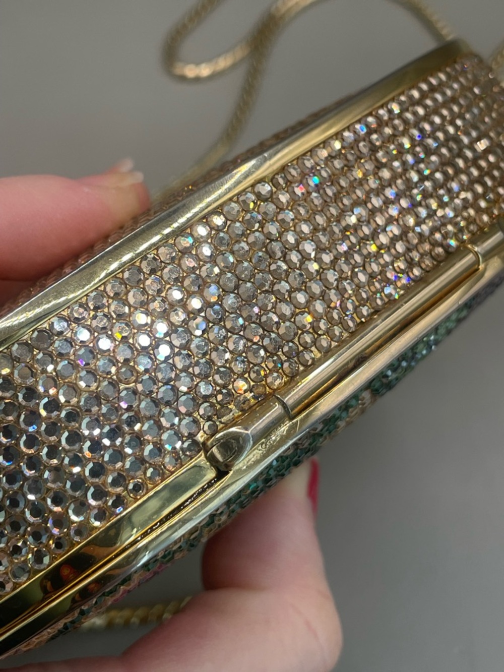 JUDITH LEIBER READ! USED Floral Swarovski Crystals GoldTone Shoulder Bag/Purse - Picture 15 of 15